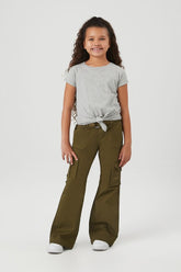 Forever 21 Girls Cargo Flare Pants (Kids) Dark Olive