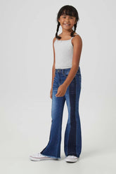 Forever 21 Girls Colorblock Flare Jeans (Kids) Dark Denim