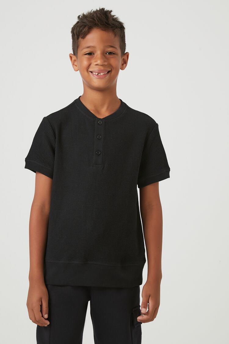 Forever 21 Kids Henley Top (Girls + Boys) Black