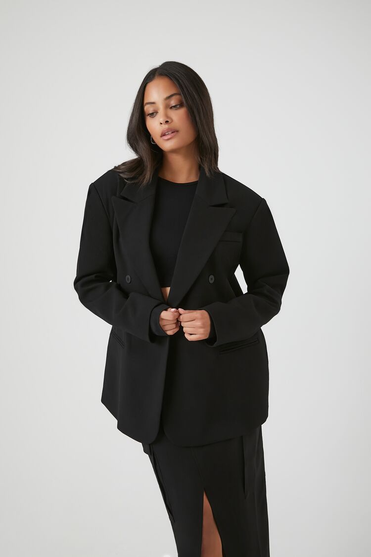 Forever 21 Women's Double-Breasted Blazer Black