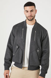 Forever 21 Men's Brushed Bomber Jacket Grey