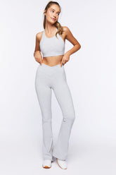 Forever 21 Women's Active Heathered Flare Leggings Heather Grey