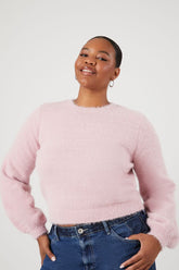 Forever 21 Plus Women's Fuzzy Knit Sweater Mauve