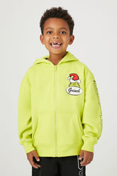 Forever 21 Kids (Girls + Boys) Grinch Graphic Zip-Up Hoodie Sweatshirt Green/Multi