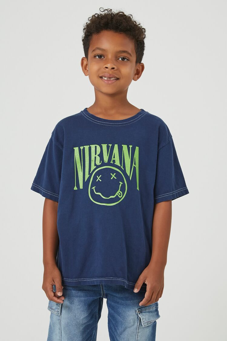 Forever 21 Kids Nirvana Graphic T-Shirt (Girls + Boys) Blue/Multi