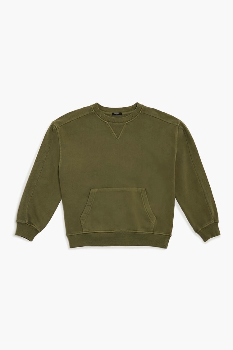 Forever 21 Kids V-Notch Pullover (Girls + Boys) Olive