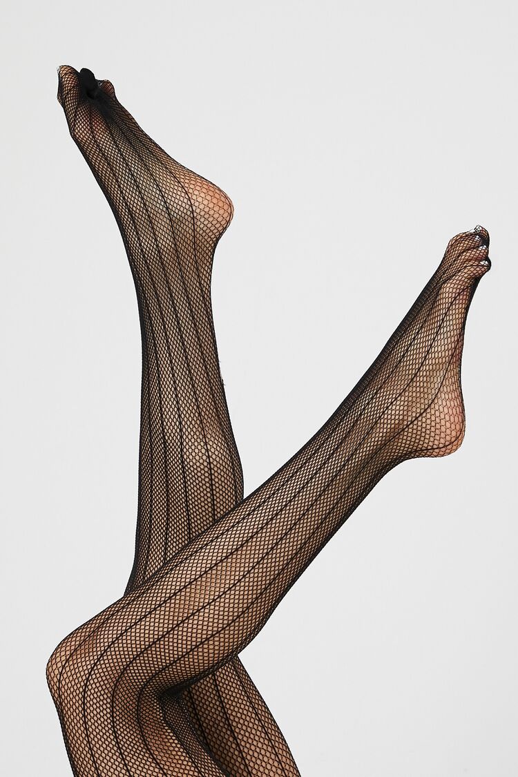 Forever 21 Women's Striped Fishnet Tights Black