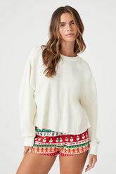 Forever 21 Women's Christmas Fair Isle Pajama Shorts Jelly Bean/Multi