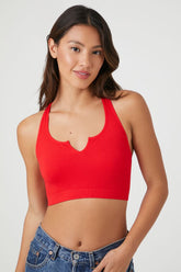 Forever 21 Women's Seamless Notched Racerback Bralette Fiery Red