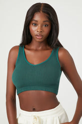 Forever 21 Women's Seamless V-Neck Bralette Emerald