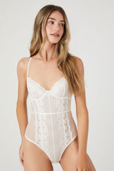 Forever 21 Women's Lace Thong Lingerie Bodysuit Vanilla