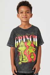 Forever 21 Kids Mineral Wash Grinch T-Shirt (Girls + Boys) Grey/Multi