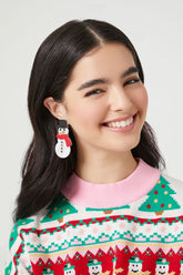 Forever 21 Women's Marble Snowman Drop Earrings Black/White