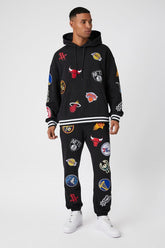 Forever 21 Men's NBA Logo Patch Joggers Black/Multi