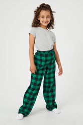 Forever 21 Girls Plaid Flannel Pajama Bottoms (Kids) Black/Green