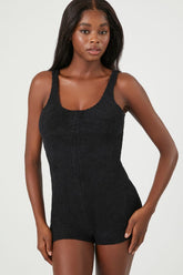 Forever 21 Women's Sweater-Knit Pajama Romper Black