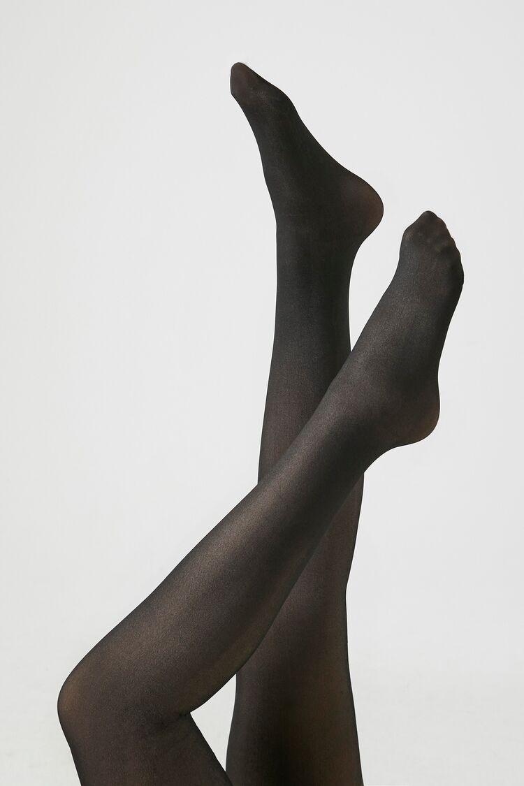 Forever 21 Women's Semi-Sheer Tights Black/Nude