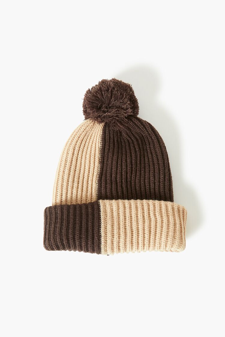 Forever 21 Men's Checkered Pom Pom Beanie Cocoa/Tan