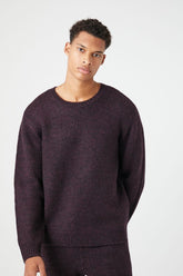 Forever 21 Knit Men's Marled Crew Neck Sweater Burgundy