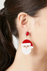 Forever 21 Women's Glitter Santa Drop Earrings Red/White