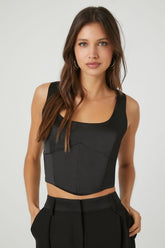 Forever 21 Women's Satin Corset Crop Top Black