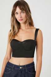 Forever 21 Women's Sweetheart Bustier Crop Top Black