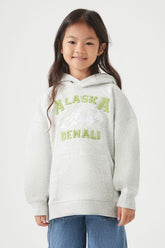 Forever 21 Girls Alaska Graphic Hoodie Sweatshirt (Kids) Grey/Multi