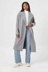 Forever 21 Women's Belted Longline Coat Grey