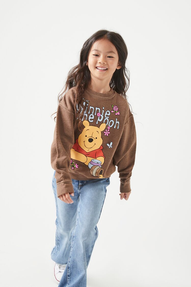 Forever 21 Girls Winnie The Pooh Pullover (Kids) Brown/Multi