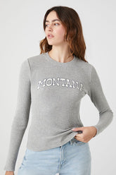 Forever 21 Women's Montana Thermal Graphic T-Shirt Heather Grey/Multi