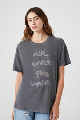 Forever 21 Women's Elements Graphic T-Shirt Charcoal/Multi