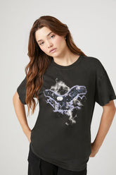 Forever 21 Women's Rhinestone Eagle Graphic T-Shirt Charcoal/Multi