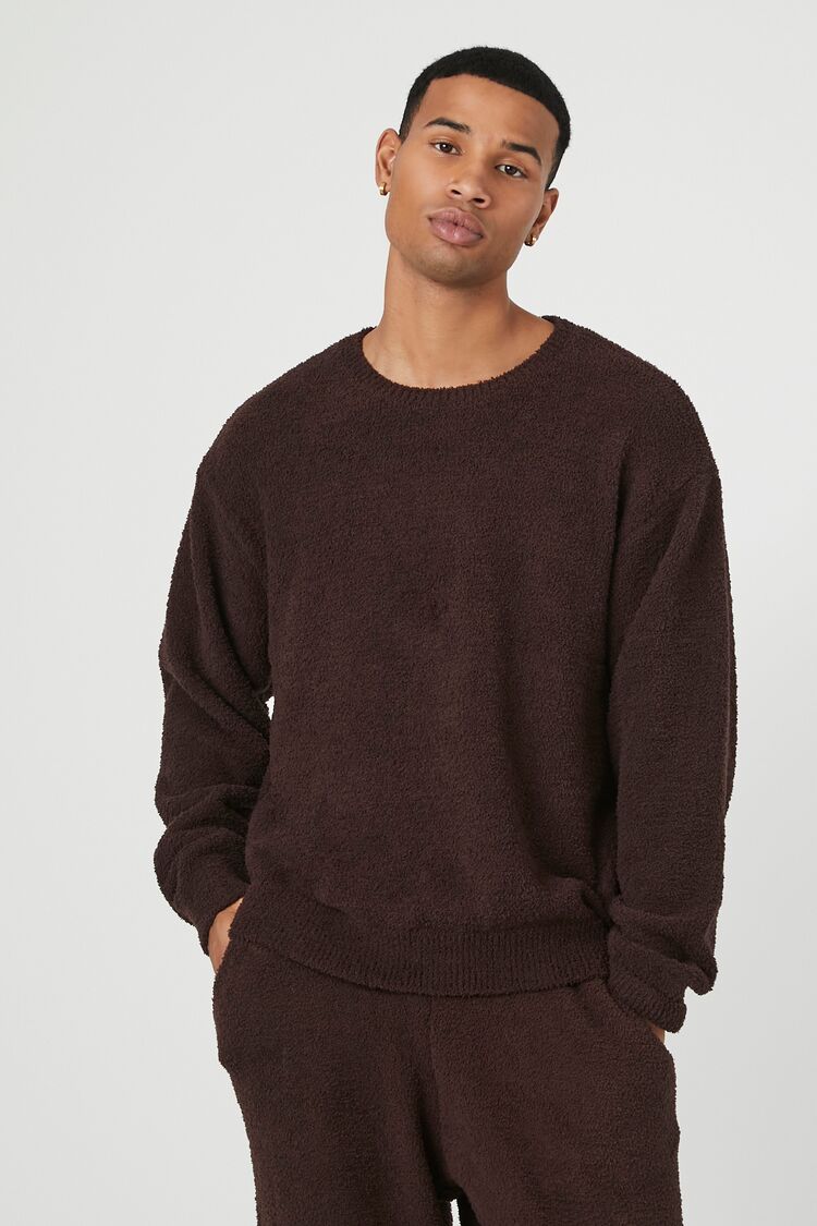 Forever 21 Men's Drop-Sleeve Ribbed Pajama Top Brown