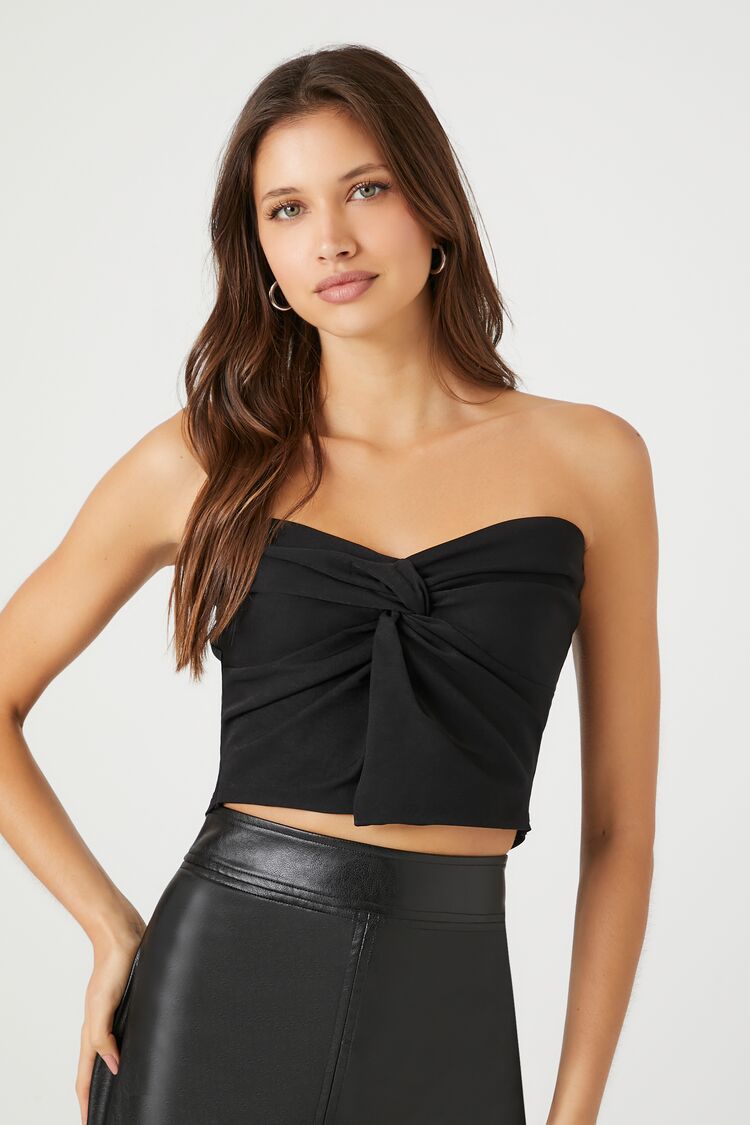 Forever 21 Women's Cropped Sweetheart Tube Top Black