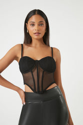 Forever 21 Women's Mesh Cropped Bustier Cami Black