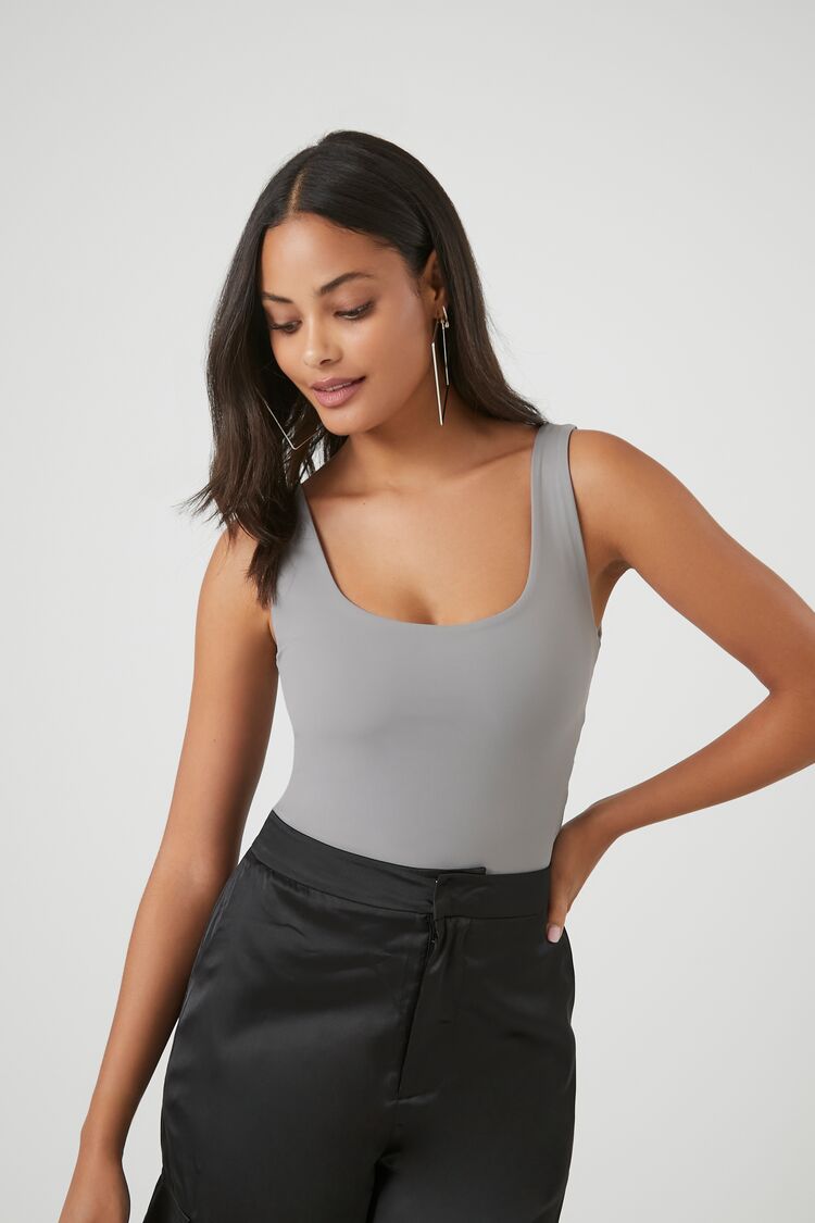 Forever 21 Women's Contour Tank Bodysuit Dark Grey