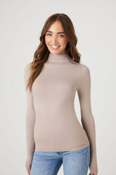 Forever 21 Women's Seamless Turtleneck Top Goat