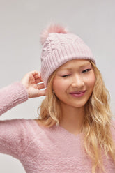 Forever 21 Women's Cable Knit Pom Pom Beanie Blush