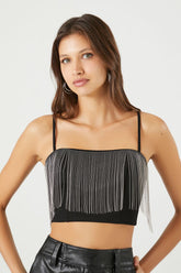 Forever 21 Women's Fringe Cropped Cami Black