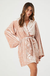 Forever 21 Women's Velvet Tie-Waist Pajama Robe Mauve