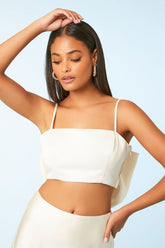 Forever 21 Women's Satin Bow Cropped Cami Vanilla