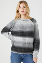 Forever 21 Knit Women's Gradient Raglan Sweater Black/Grey