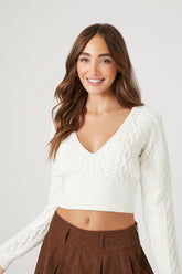 Forever 21 Knit Women's Open-Back Cropped Sweater Cream