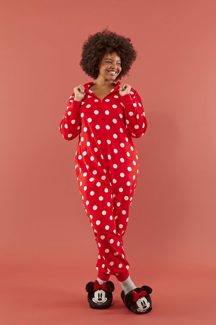 Forever 21 Plus Women's Disney Minnie Mouse Pajama Jumpsuit Red/Multi