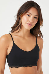 Forever 21 Women's Seamless Lace V-Neck Bralette Black