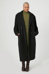 Forever 21 Plus Women's Double-Breasted Duster Coat Black