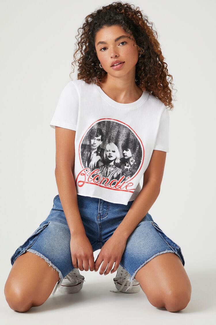 Forever 21 Women's Prince Peter Cropped Blondie Graphic T-Shirt White/Multi