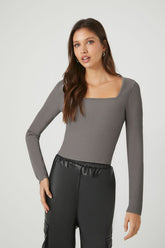 Forever 21 Women's Ribbed Knit Sweater Dark Grey