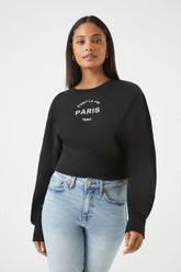 Forever 21 Women's Embroidered Paris Pullover Black/White