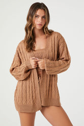 Forever 21 Women's Sweater-Knit Pajama Robe Chestnut